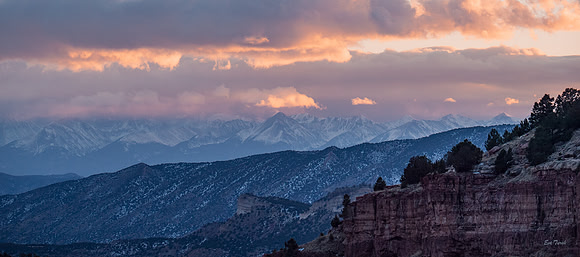 Sunset over Colorado Peaks, PANO